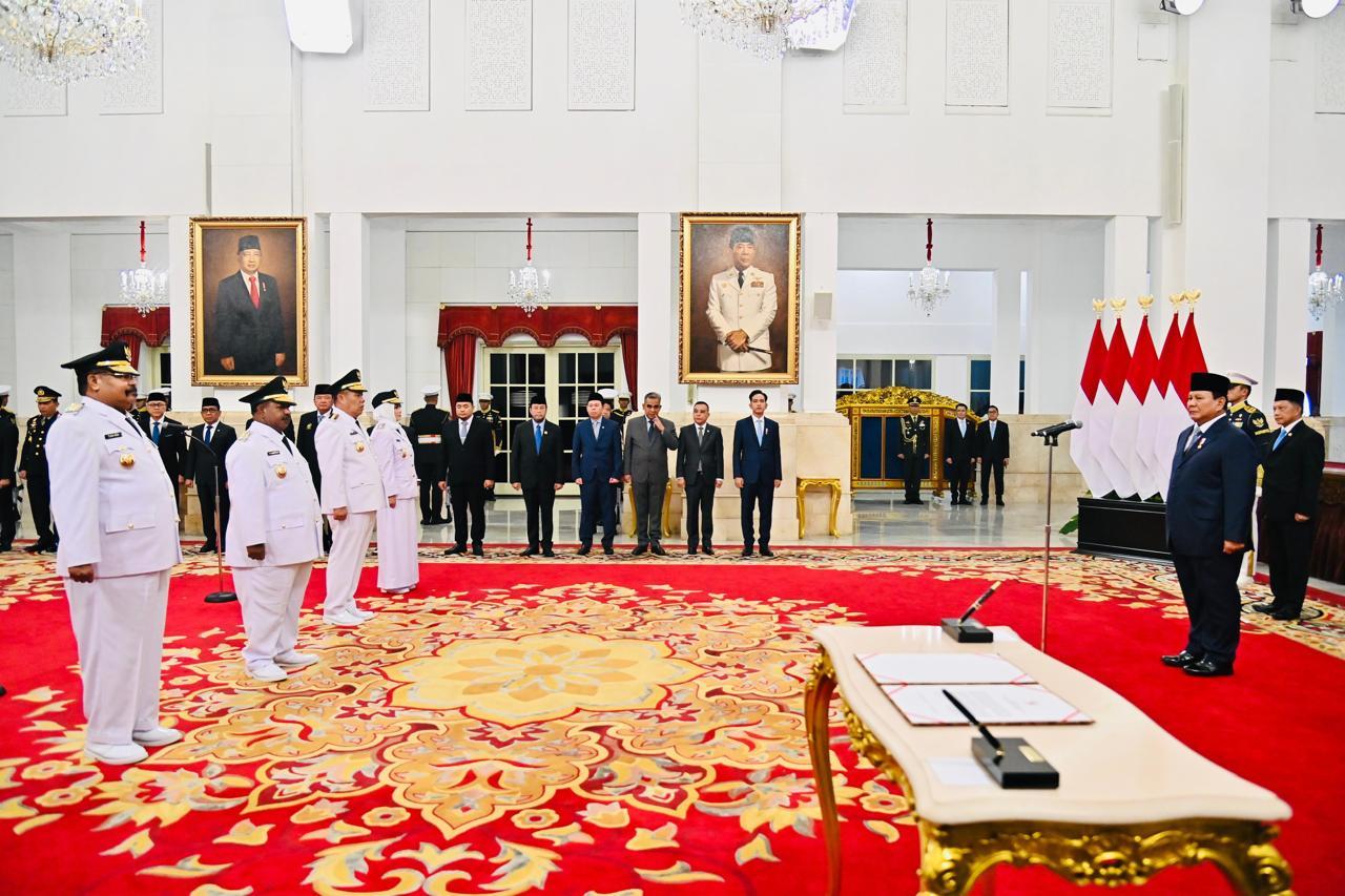 Pelantikan Gubernur Papua Pegunungan dan Kepulauan Bangka Belitung oleh Presiden Prabowo